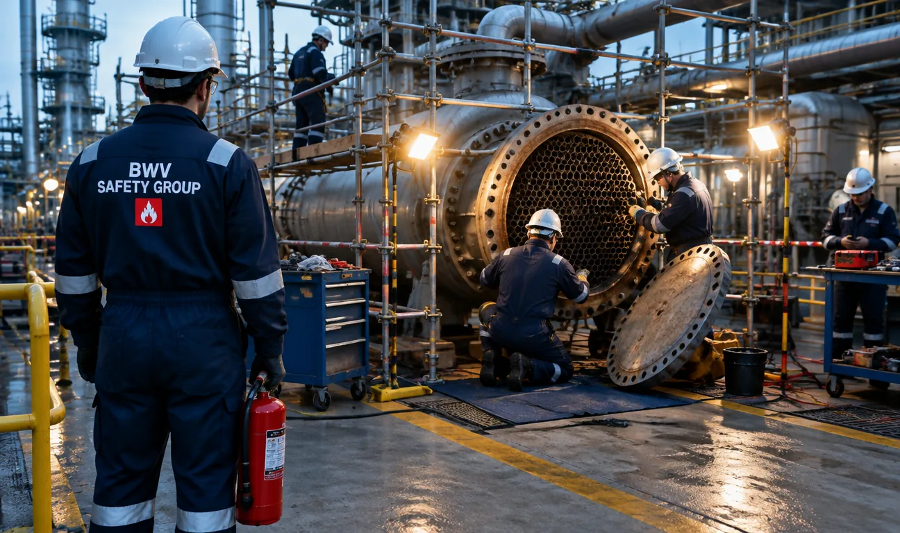 Onderhoudsteam aan het werk tijdens een shutdown in een procesinstallatie
